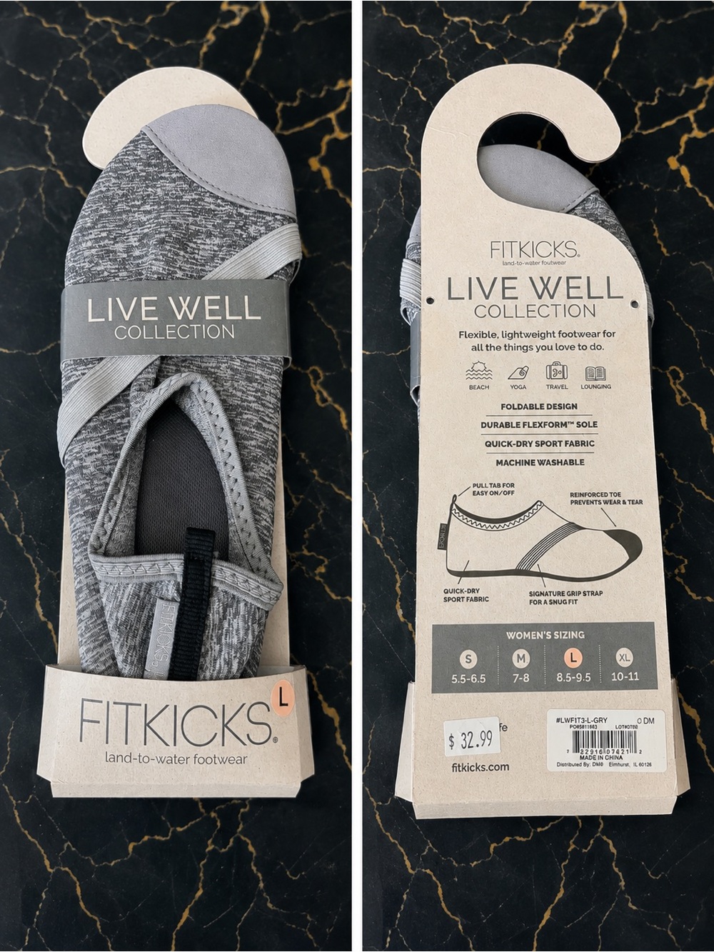 Fitkicks Live Well Collection Women’s Gray Foldable Athletic Slip-On